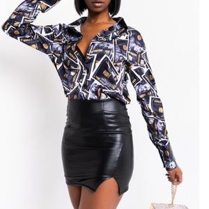 EVERYBODY BUT ME VEGAN LEATHER MINI SKIRT